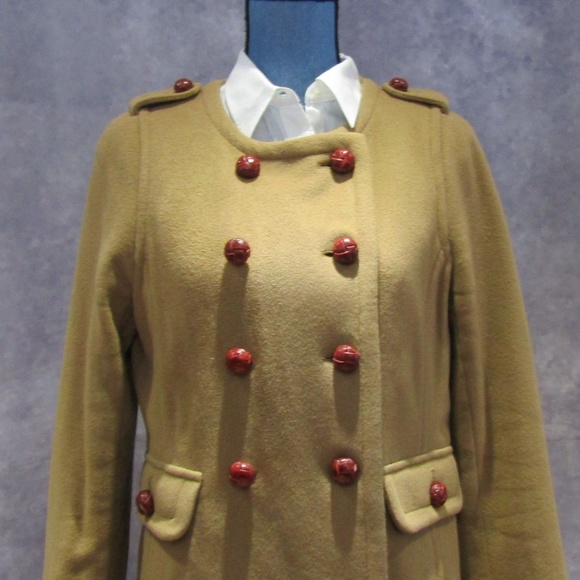 Lands' End Brown Wool Blend Double Breasted Coat - Picture 3 of 6